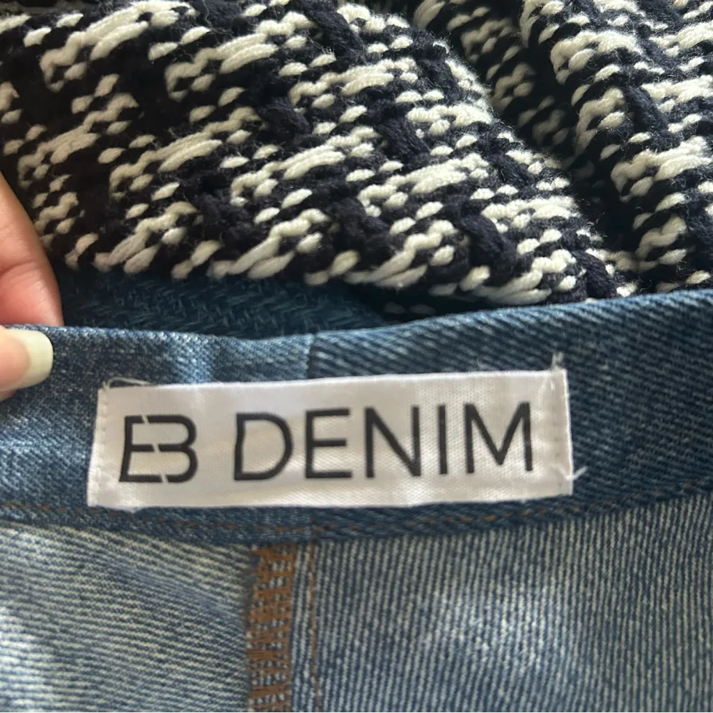 NEW EB Denim Colorblock Denim Lace Up Shorts Size S Blue - Image 5