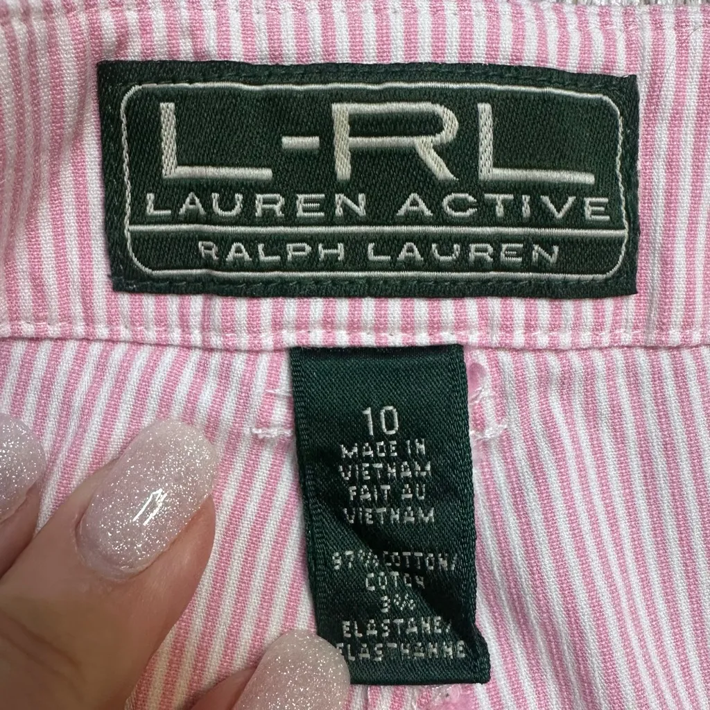 Lauren Ralph Lauren Active Pink/White Seersucker Cotton Capris Capri - Image 7