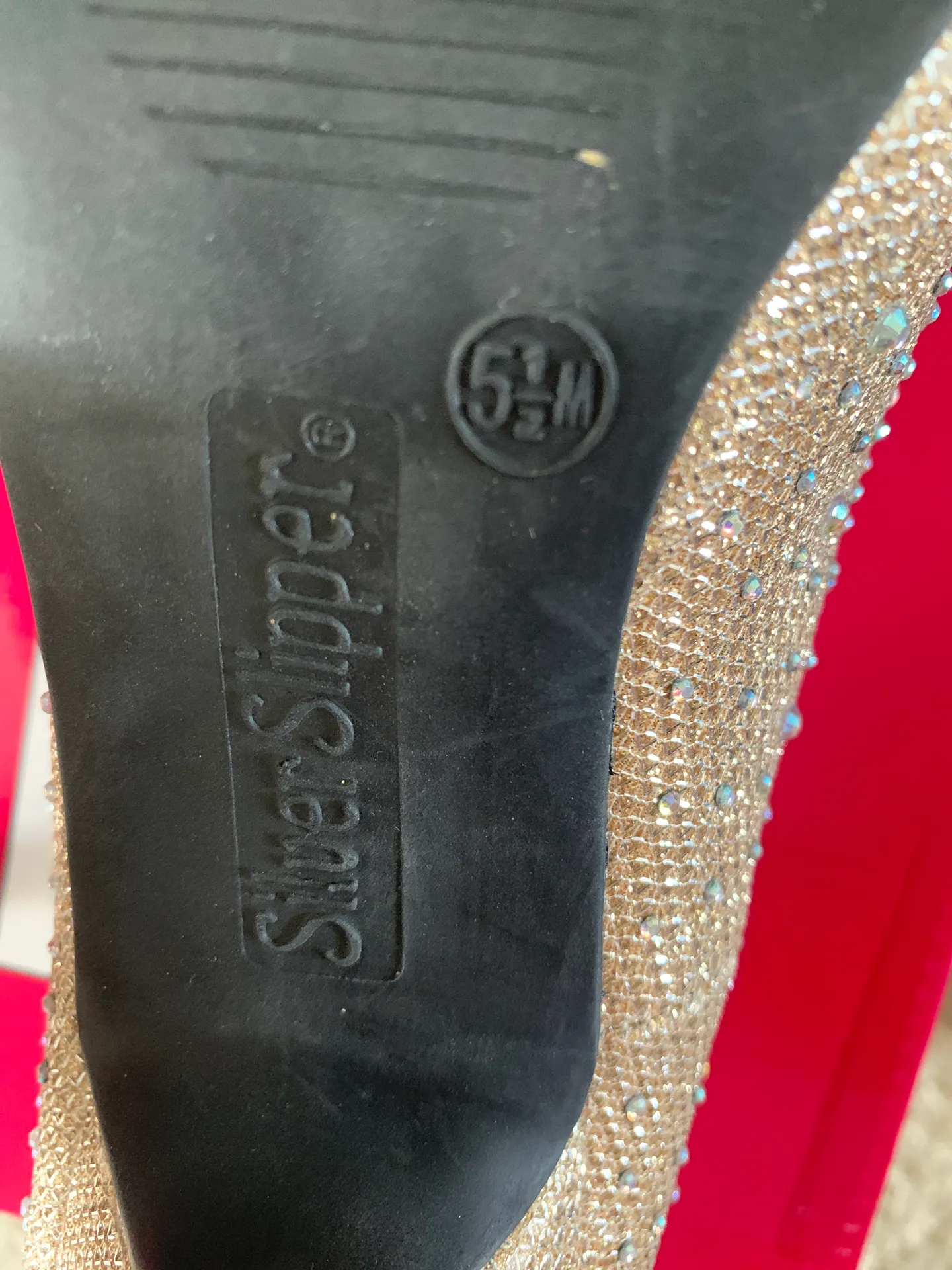 Silver Slipper Gold Sparkled Heels - Image 2