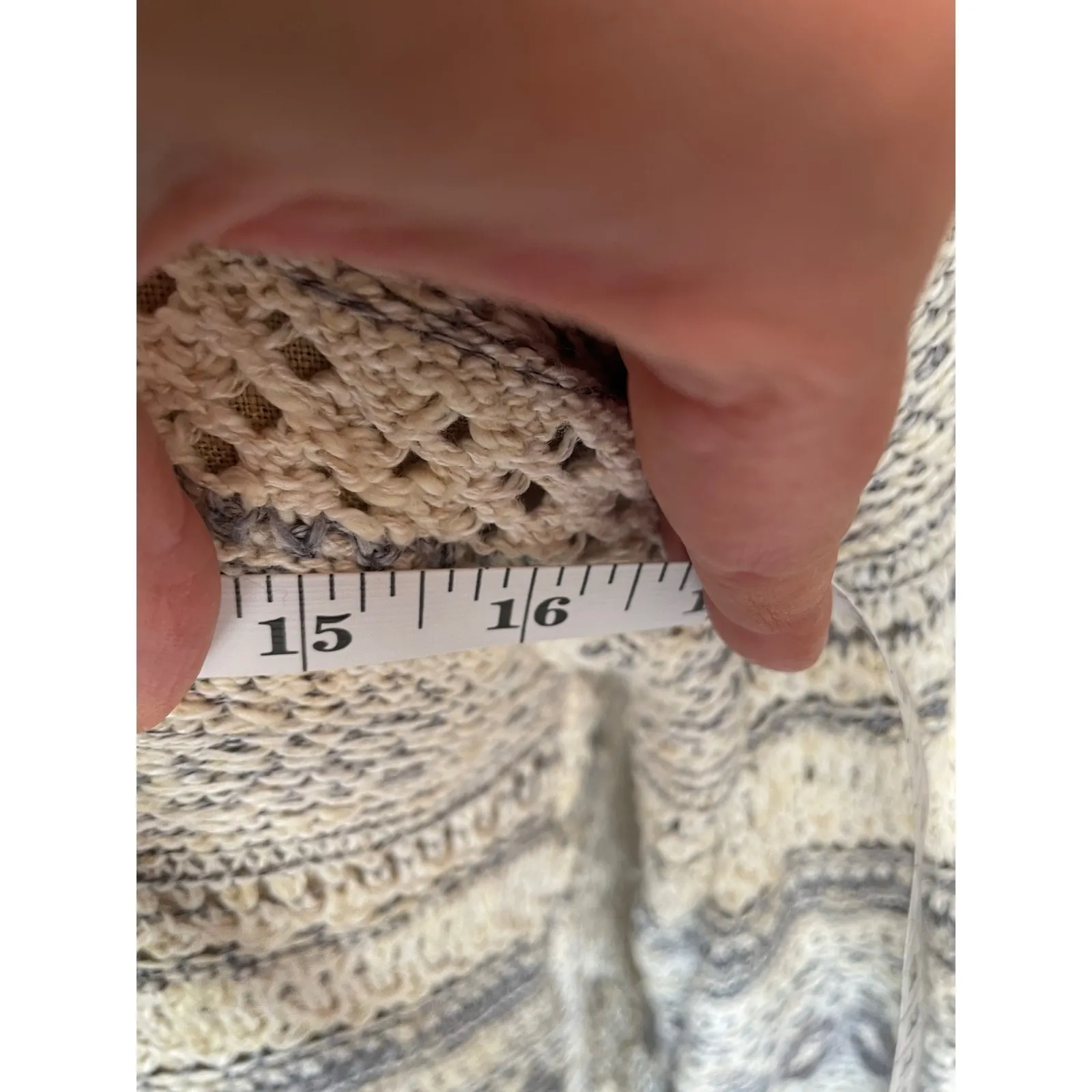 Free‎ People Cream Gray Striped Open Knit Cardigan Sweater Women's - Image 7