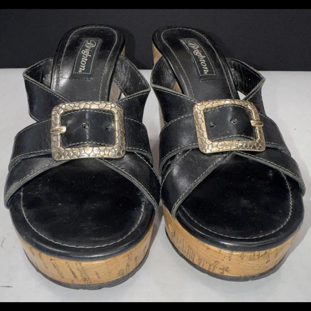 Brighton Vintage Y2K 90’s Millennial Wood Buckle Sandal Wedge Clogs 7.5N - Image 10