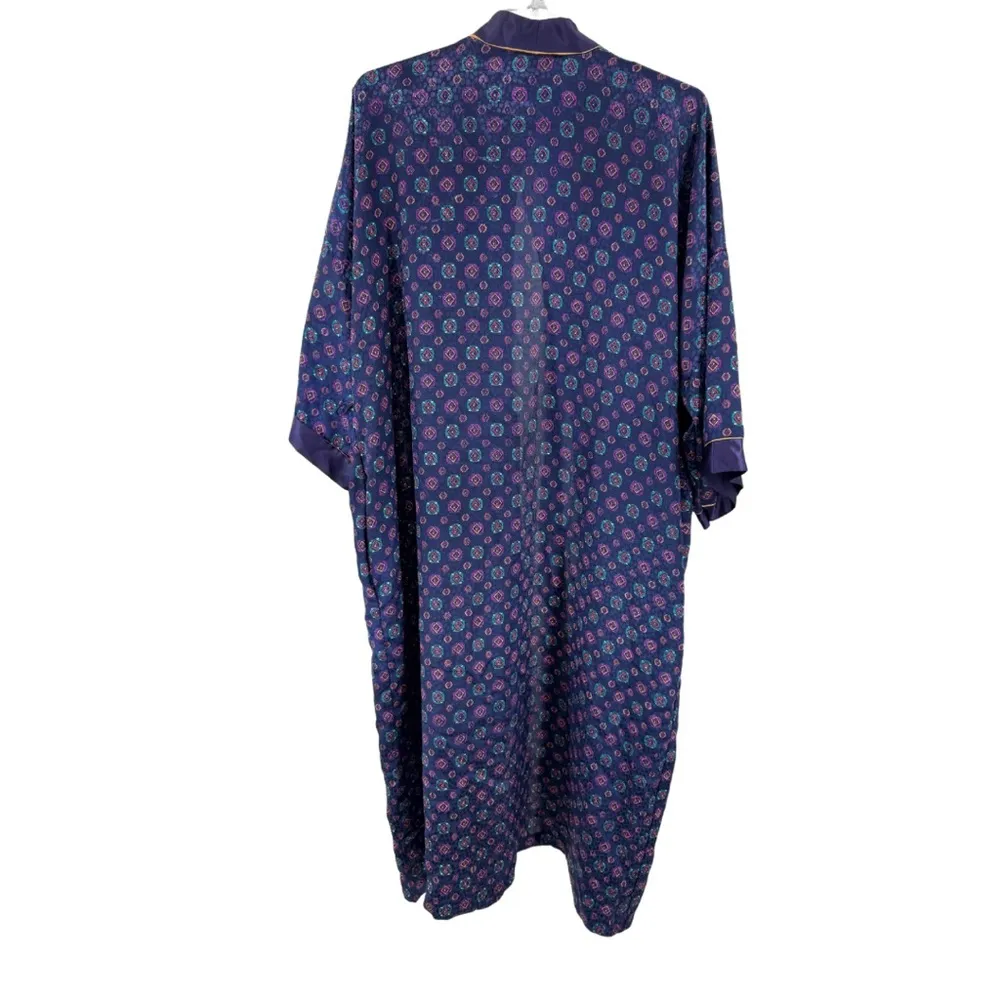 Miss Dior Women's Robe M purple blue gold trim silky lounge luxury vintage - Image 2