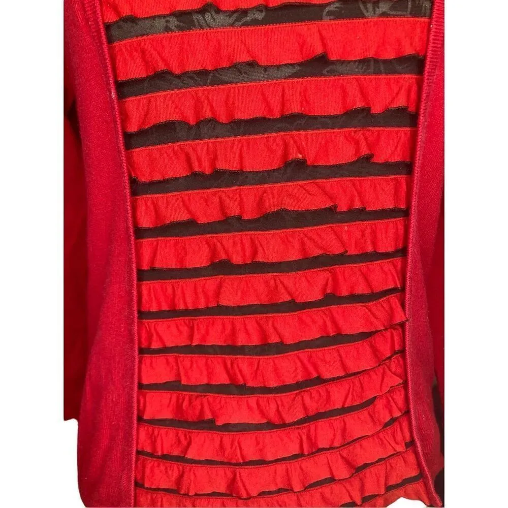 Notations Ruffled Sweater Sheer Stripes Winter Everyday Preppy - Image 6