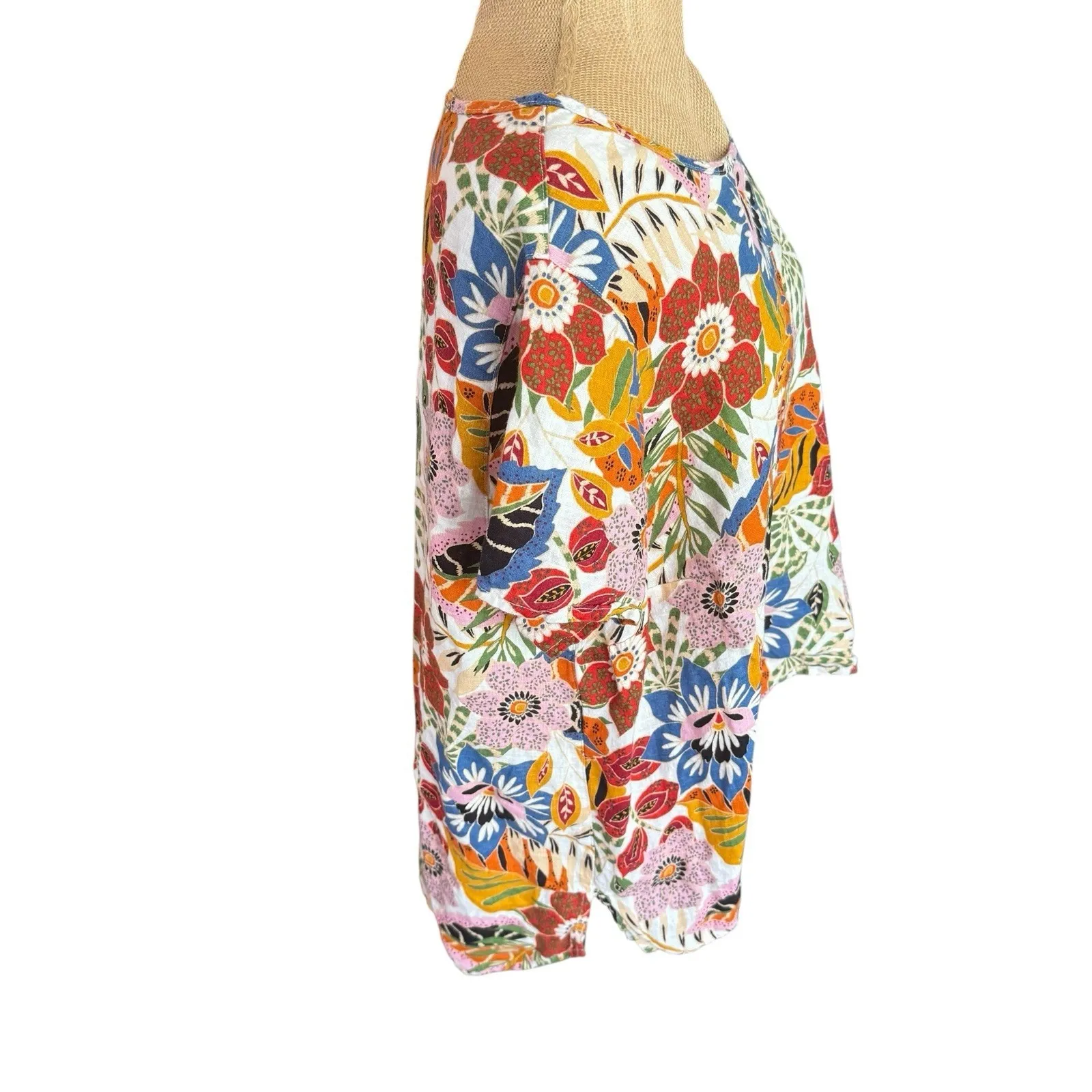 C&C California Positively Curvy Women's Tropical Tunic‎ Top 100% Linen 1X - Image 4