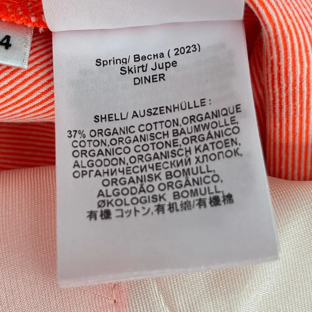 ESSENTIEL ANTWERP x ANTHROPOLOGIE Skirt SZ 2 Diner Flared Bottom Slit Orange NWT - Image 16