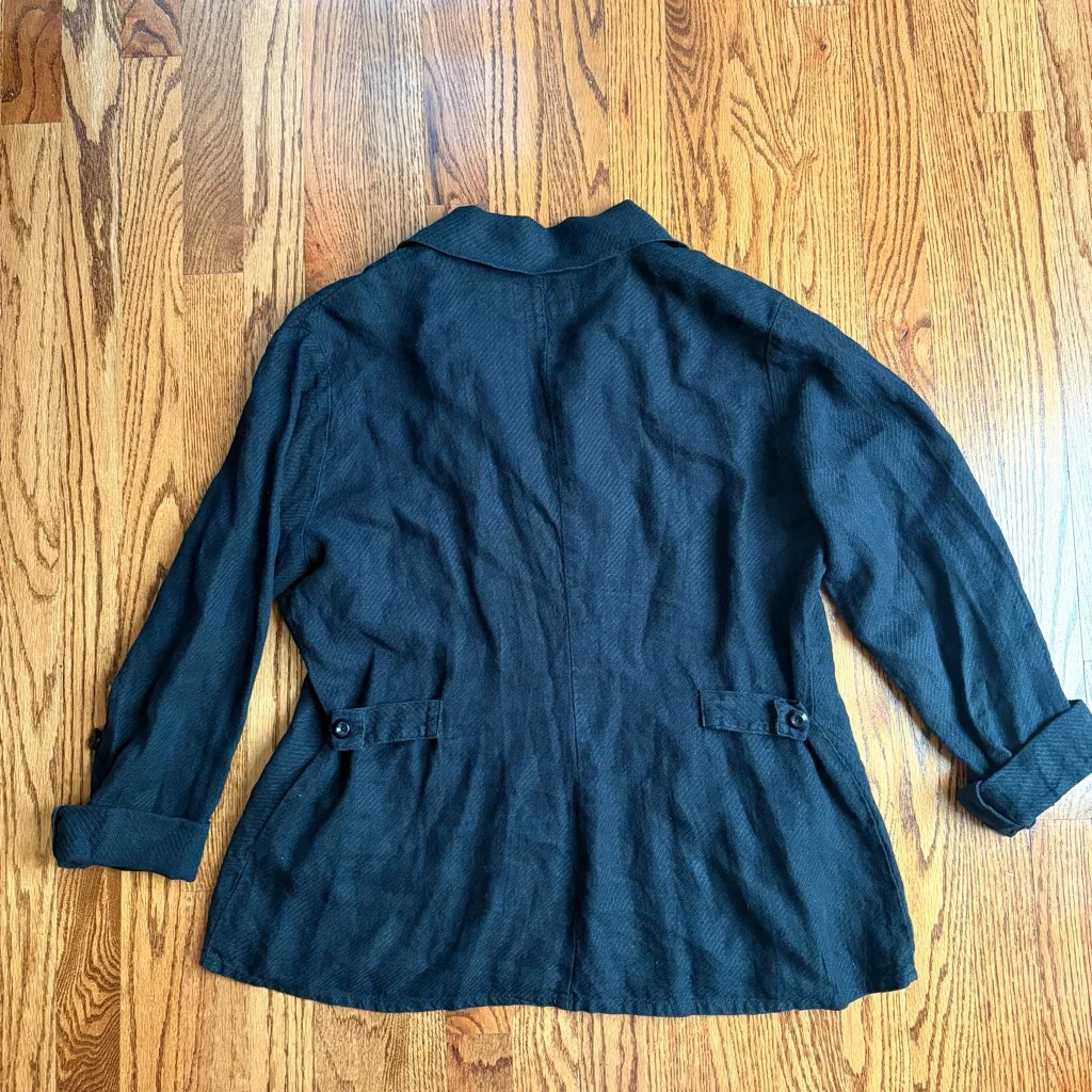 FLAX by Jeanne Engelhart 100% Linen Jacket – Black – Size Medium - Image 2