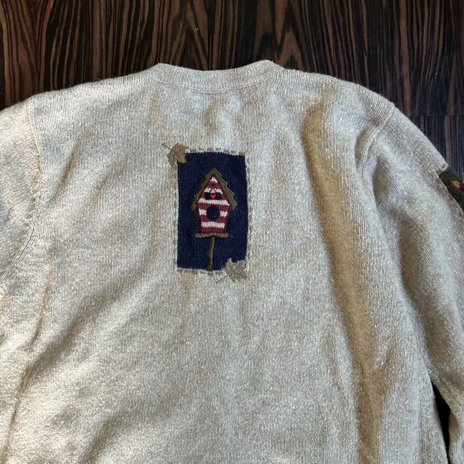 Croft & Barrow Woman Size L Angora Wool Sweater Cardigan Fall Autumn Applique - Image 6