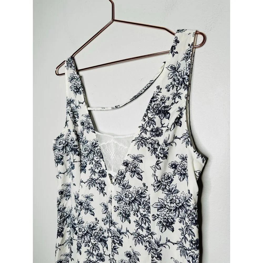 JASON WU White Blue Floral Print Sleeveless Lace Insert Criss Cross Back Dress12 - Image 5