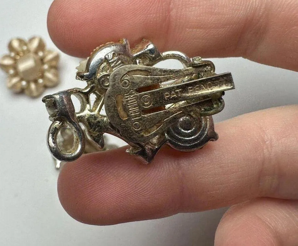 Flower / Bead Cluster Clip On Earrings Vintage 1 EMMONS / 1 Japan Lot Of 2 - Image 10