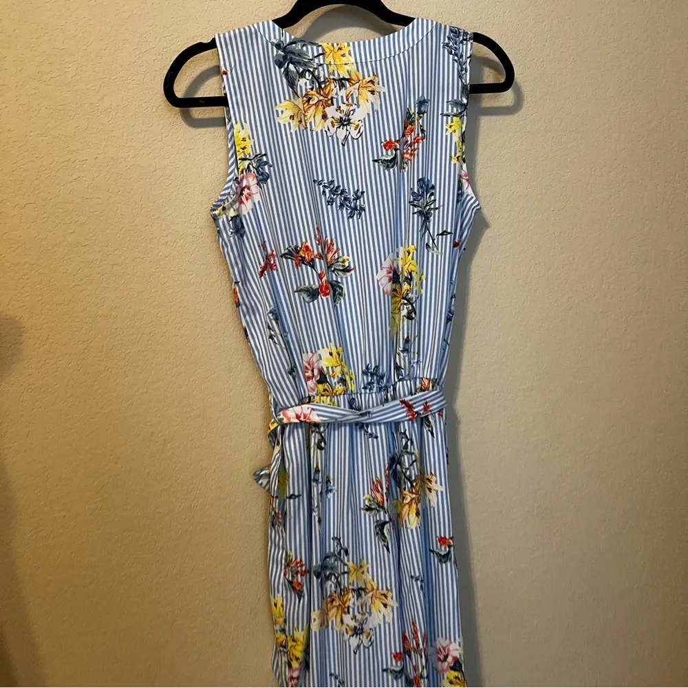 Spense Striped and Floral Midi Jumpsuit Blue Size 8 - Image 7