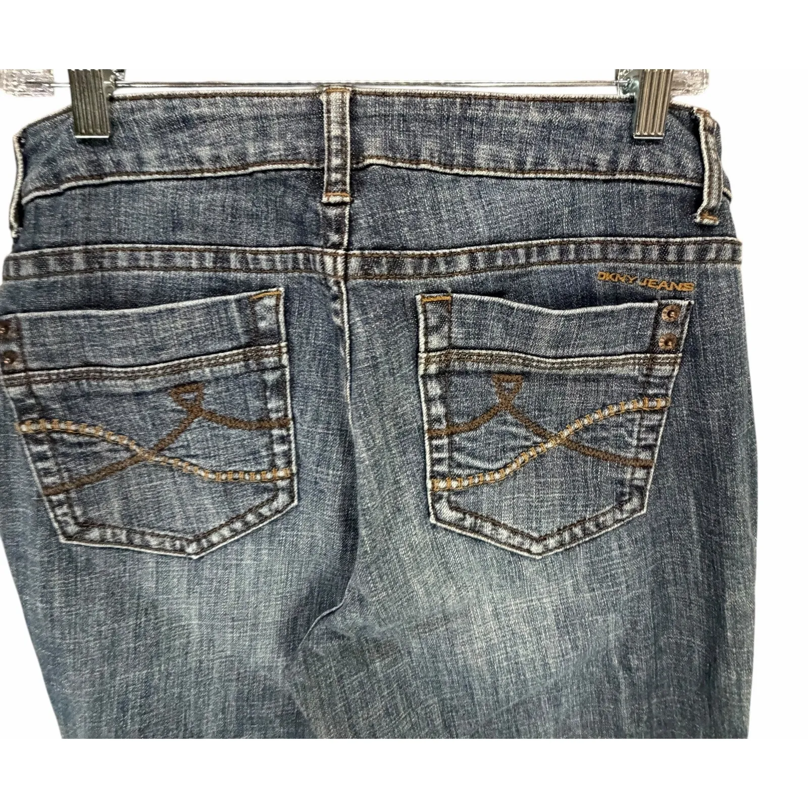 DKNY Y2K Bootcut Jeans Womens 12 Blue Denim Indie Vintage Revival Urban Retro - Image 9