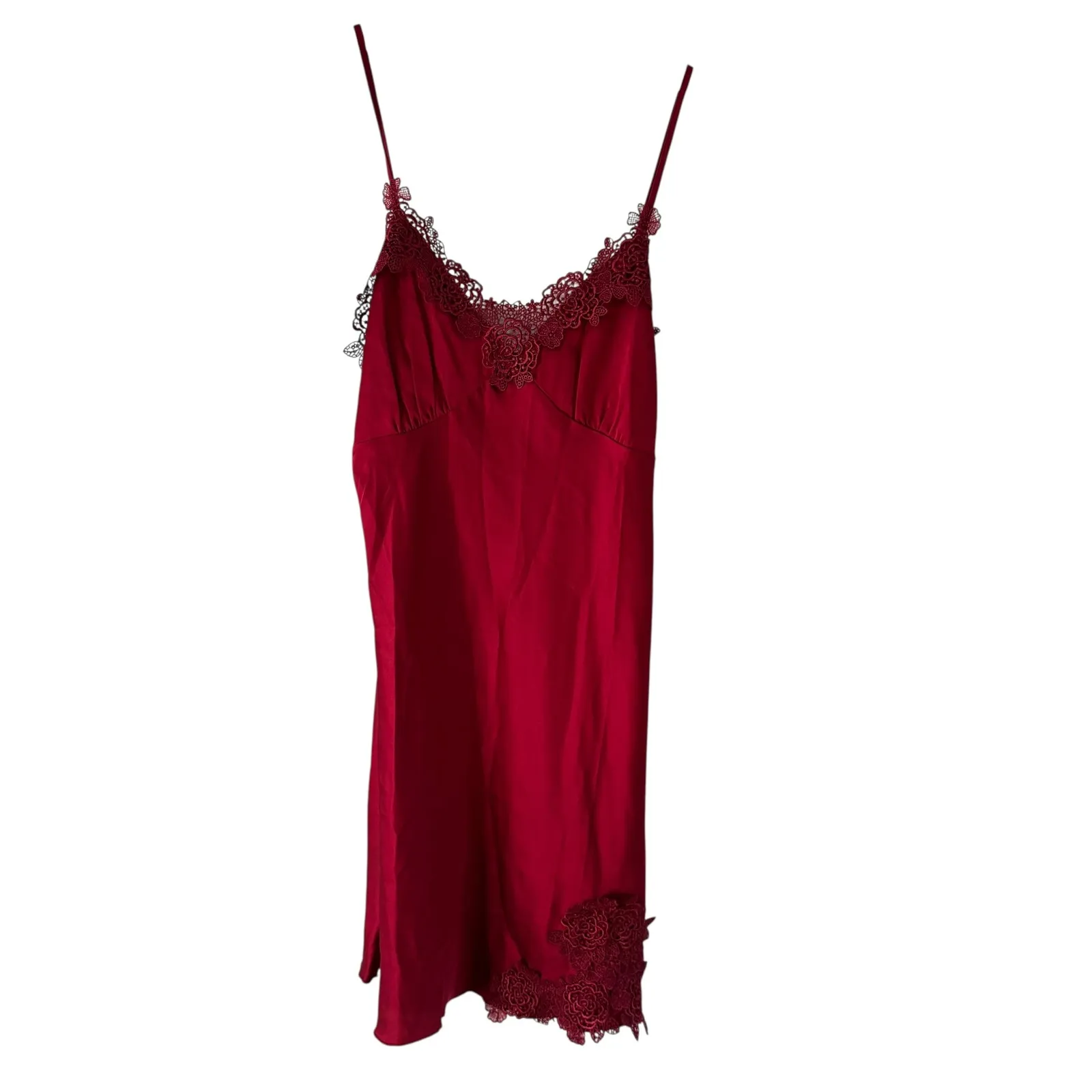 Allegra K Red‎ Lace Trim Slip Dress Lingerie Chemise Sleeveless Small - Image 9