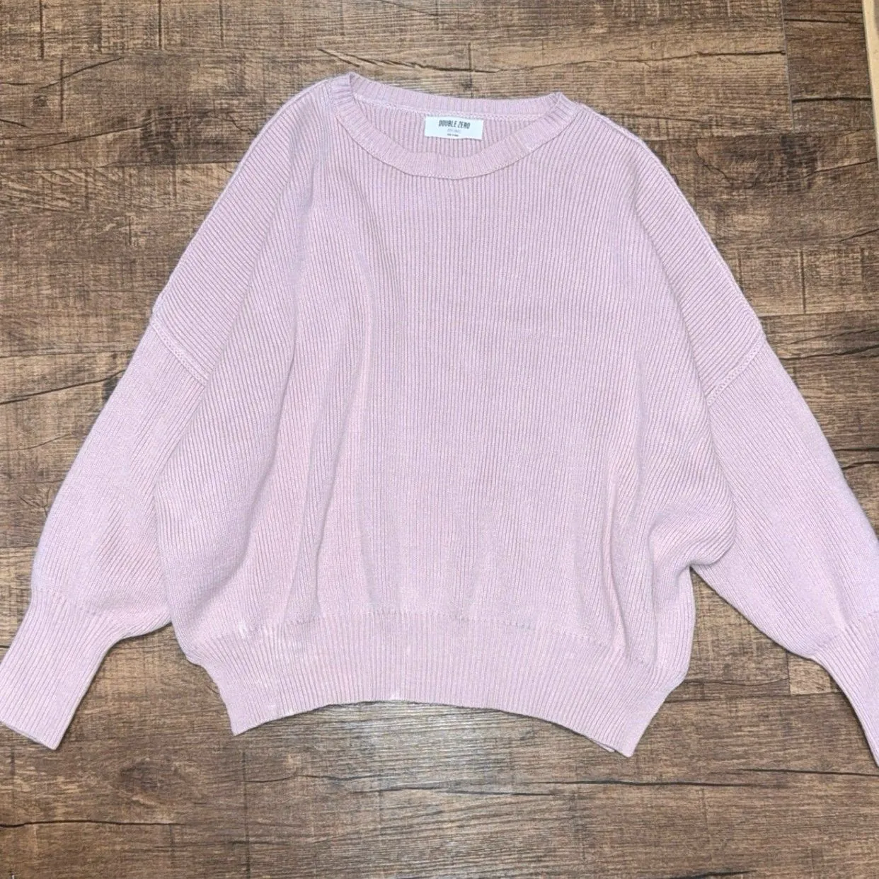 DOUBLE ZERO Light pink balloon sleeve knit oversized coquette sweater - Image 2