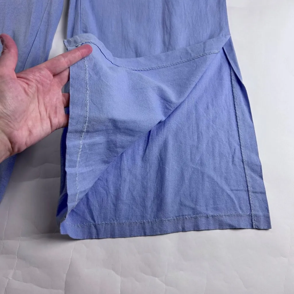 Abercrombie Sky Blue Linen Blend High Rise Wide Leg Summer Trouser Pant S - Image 8