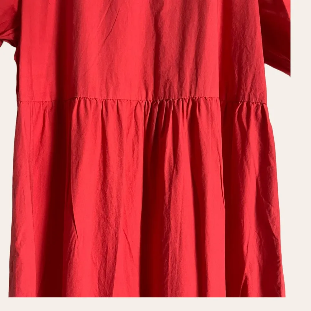 Peter Som Pink Puff Sleeve Tiered Puff Sleeve Poplin Midi Dress Size 4 - Image 12