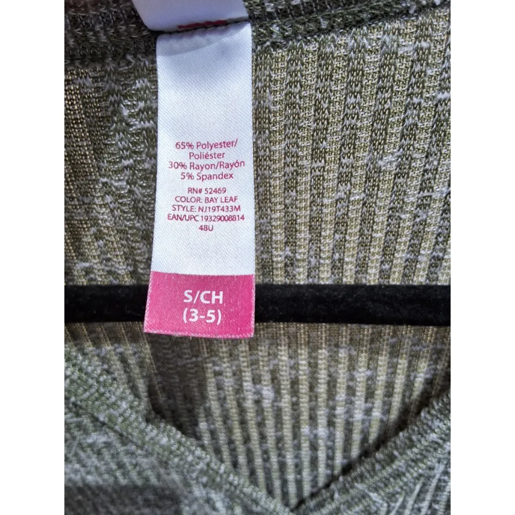 No Boundaries Women's S (3-5) Green Ribbed Knot Front V-Neck Button Up Top - Image 3