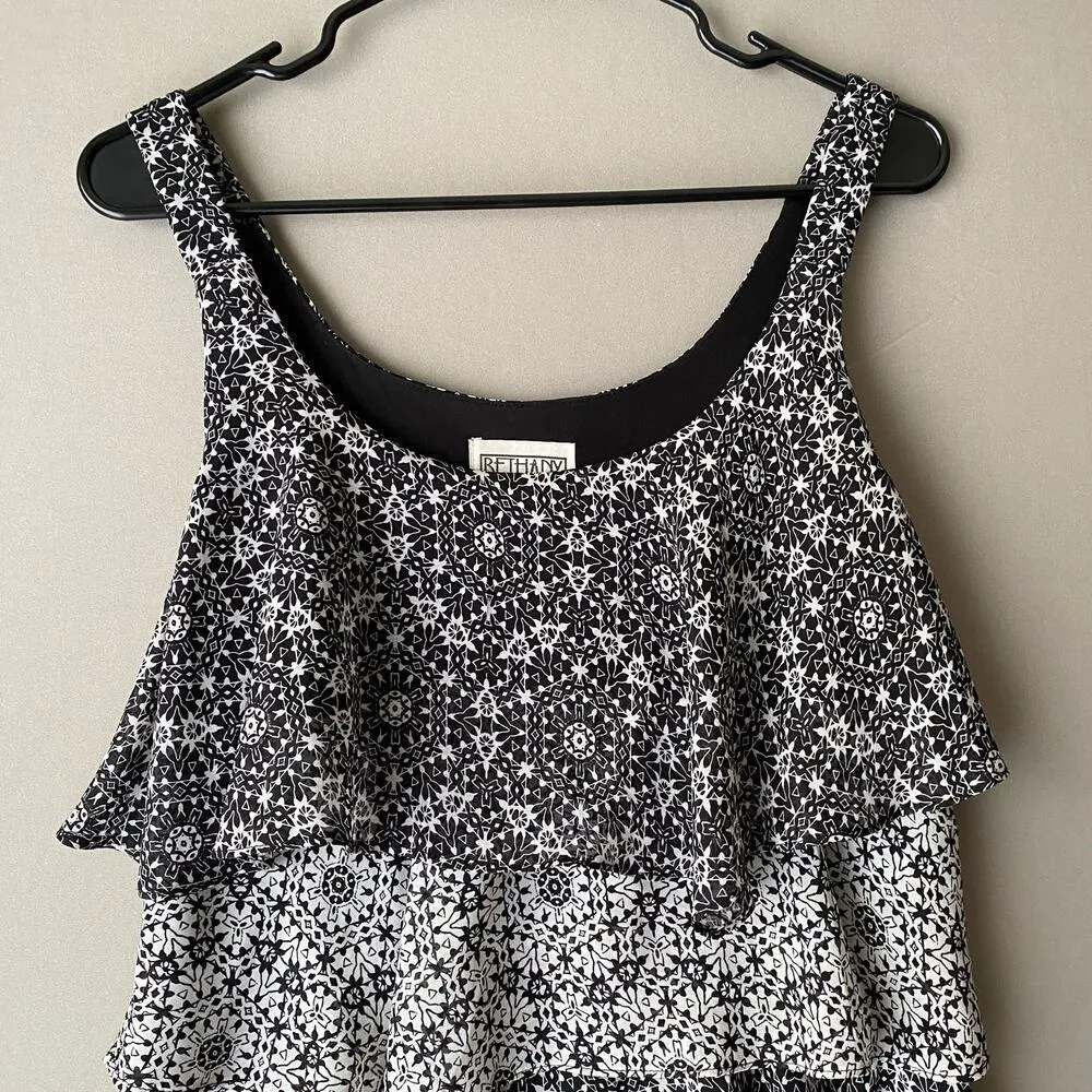 Bethany sz S‎ black white vintage ruffle shift dress - Image 8