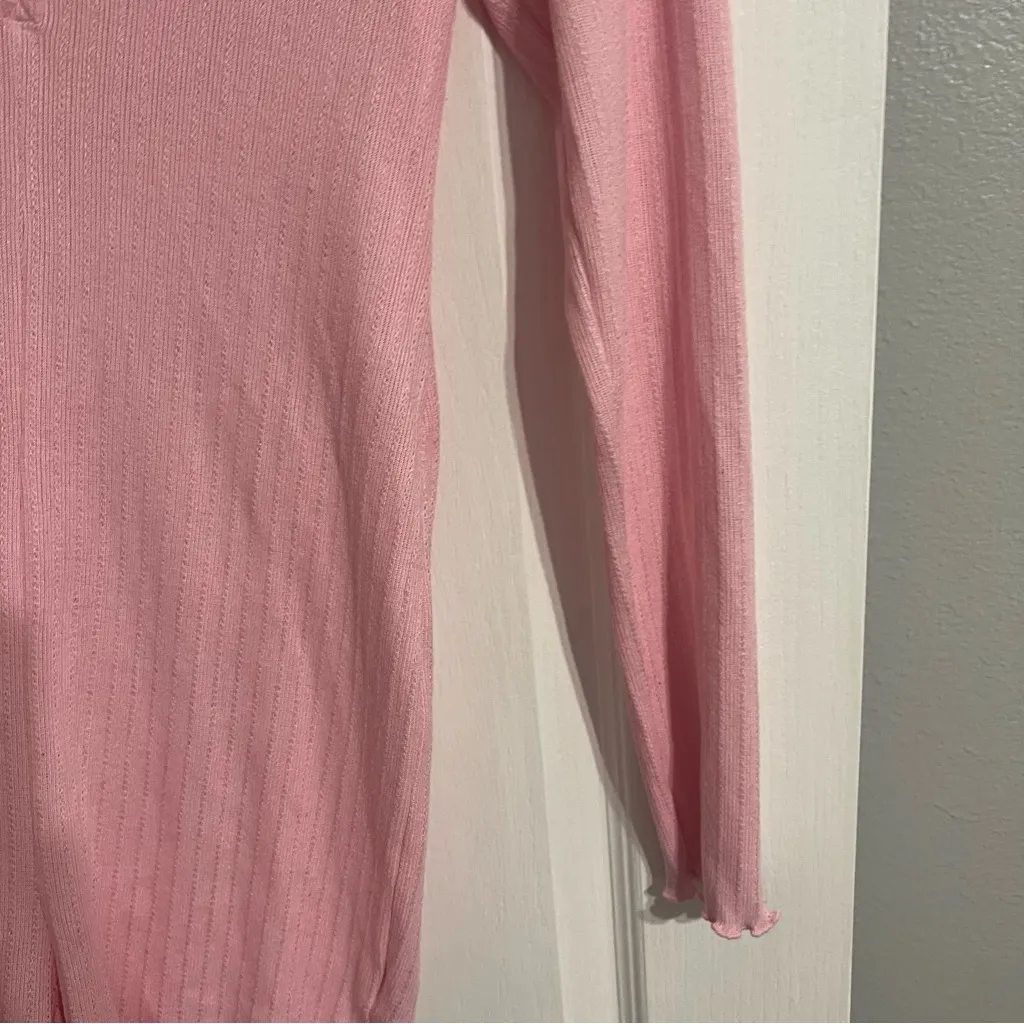 American Eagle Outfitters Pink Long Sleeve Henley Top - Image 4