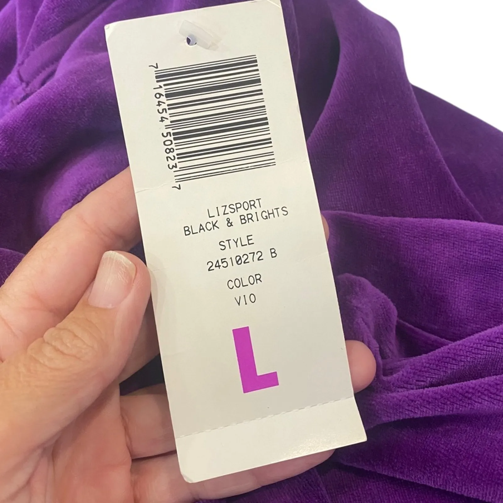 VINTAGE 90’s Lizsport Purple velvet velour pullover Top NEW Size LARGE - Image 7