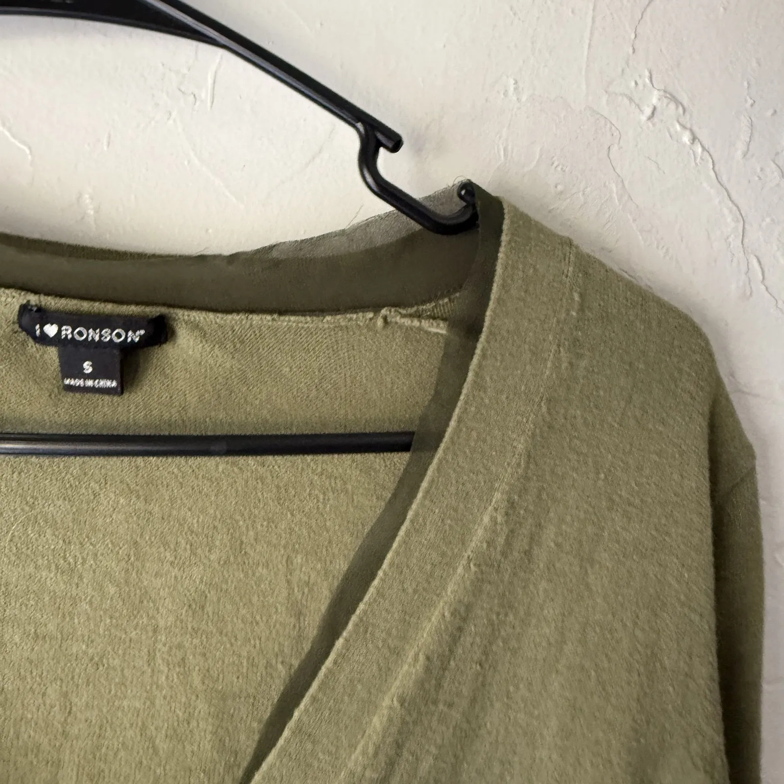 I Heart Ronson Y2k Fairy Cardigan Sweater Small Button Front Olive Green Knit - Image 4