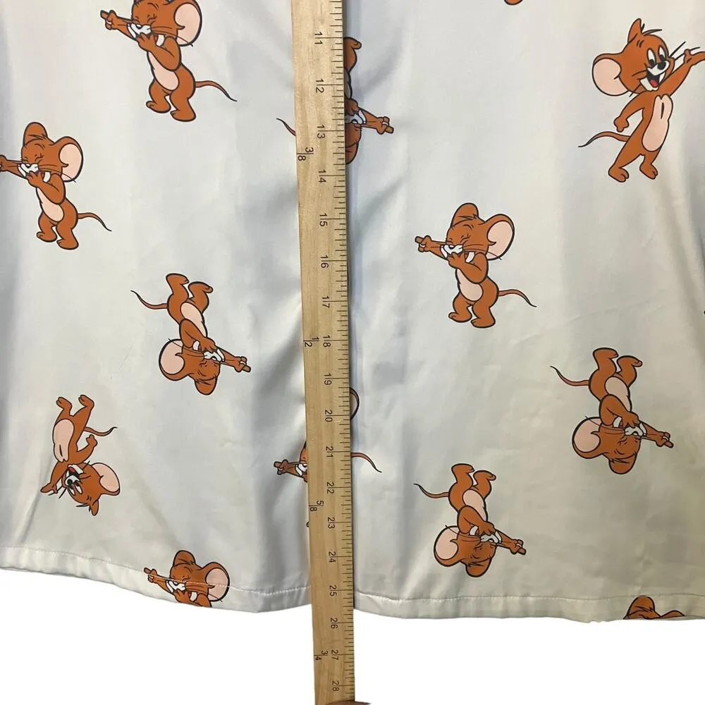 Tom and Jerry Women's Satin Button Down Pajama Top Size XL White - Image 4