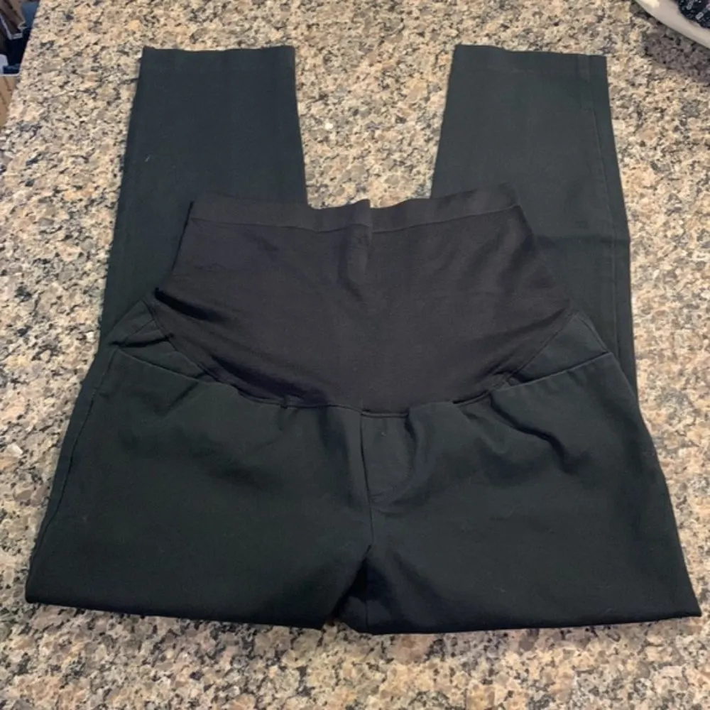 Old Navy Maternity Black Pixie Full Panel Pants Size 12 EUC #6686 - Image 7