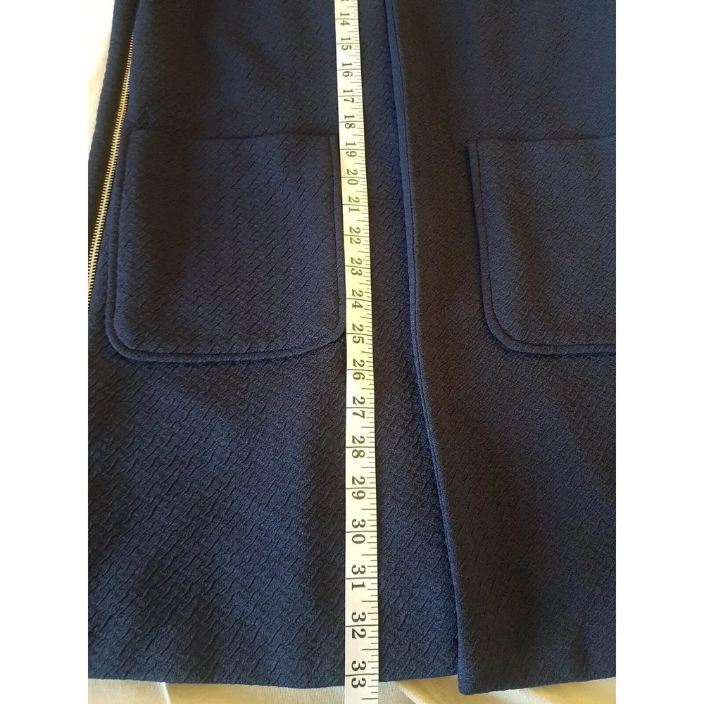 Harlowe & Graham Open Blazer Jacket Sz XS Blue Sides Zipper Seersucker Textured - Image 12