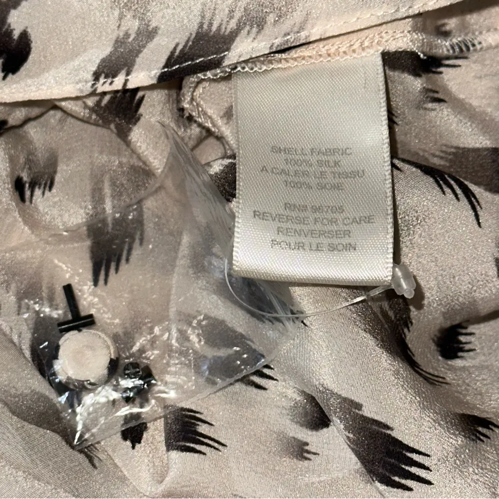 Rebecca Taylor Women’s Size 4 Pale Pink Printed Beaded Sleeveless Silk Top Shirt - Image 6