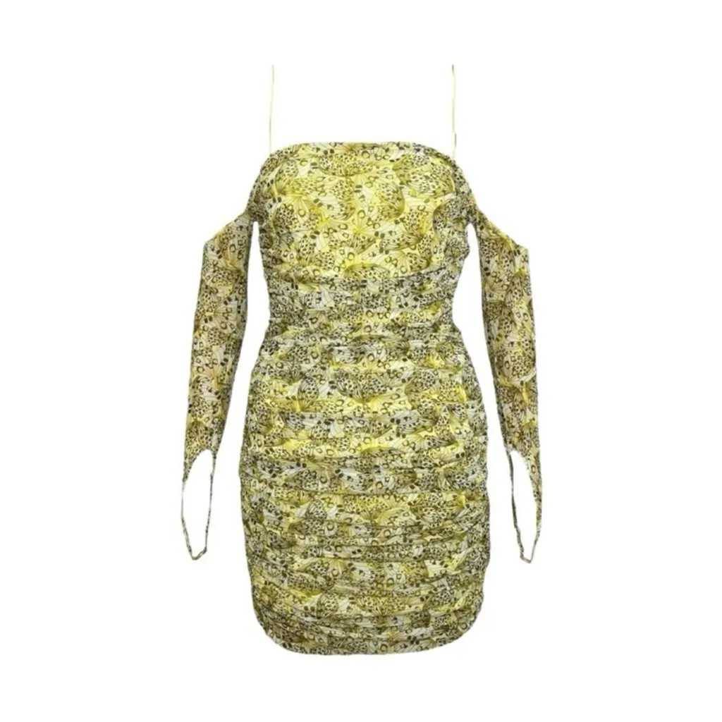 CAMILA COELHO Mariposa Mini Dress, Yellow Butterfly, XS - Image 3
