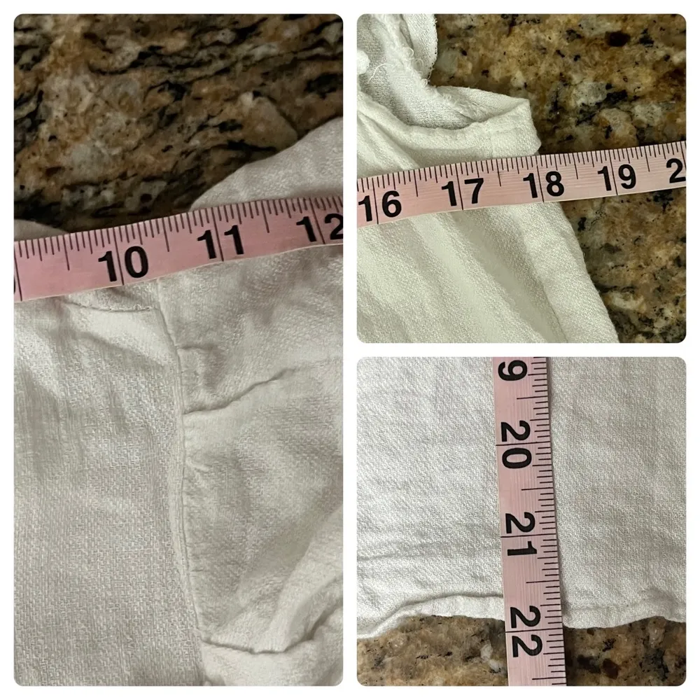 harve bernard Womens Ivory Linen Peasent Boho Beachy Top Pullover L Lightweight - Image 5