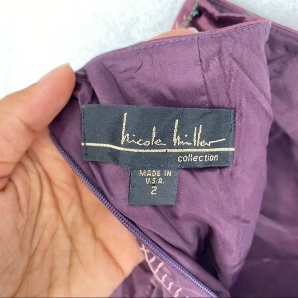 Nicole Miller Satin Embroidered Stripes Pencil Skirt Lightweight Feminine Size 2 - Image 11