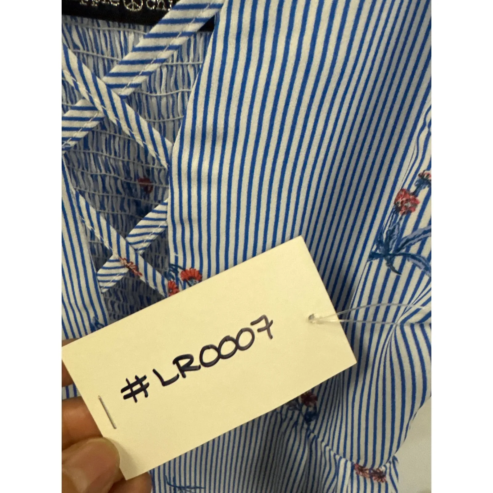 Striped Romper Floral Print‎ Sleeveless Blue White Casual Summer Cute - Image 5