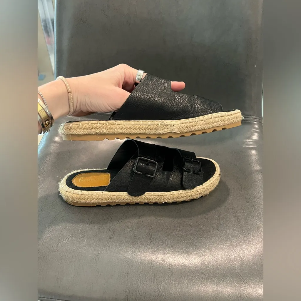 Black Double Strap Sandals Free to Roam Espadrille Size 8 - Image 3