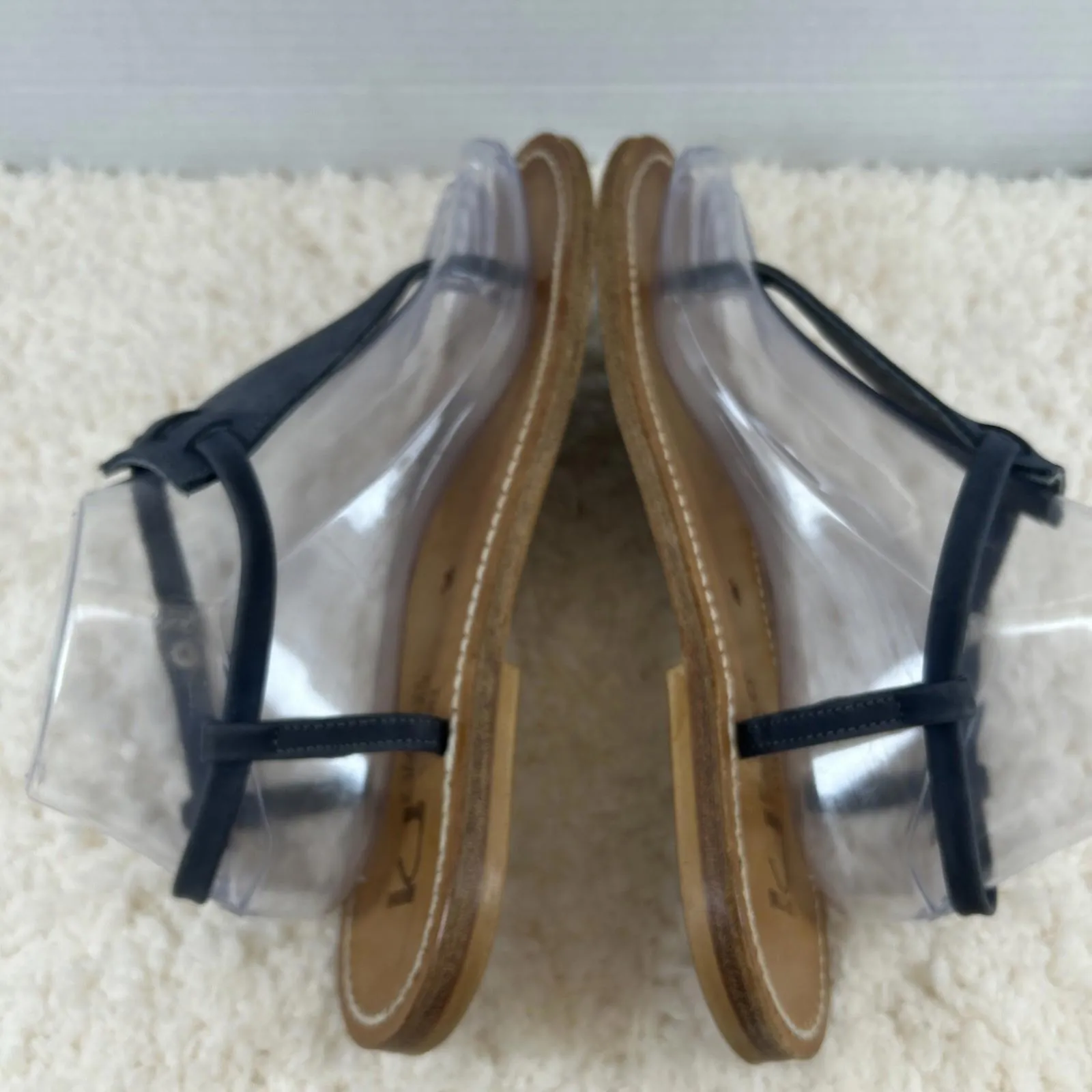 K Jacques St Tropez Black Leather Sandals Strappy Buckle Shoes Size 38/7.5 - Image 5