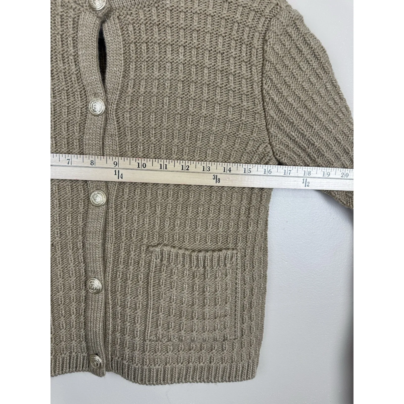 MNG Mango Chunky Knit Cardigan Gold Buttons Long Sleeve Womens S NWT Preppy - Image 10