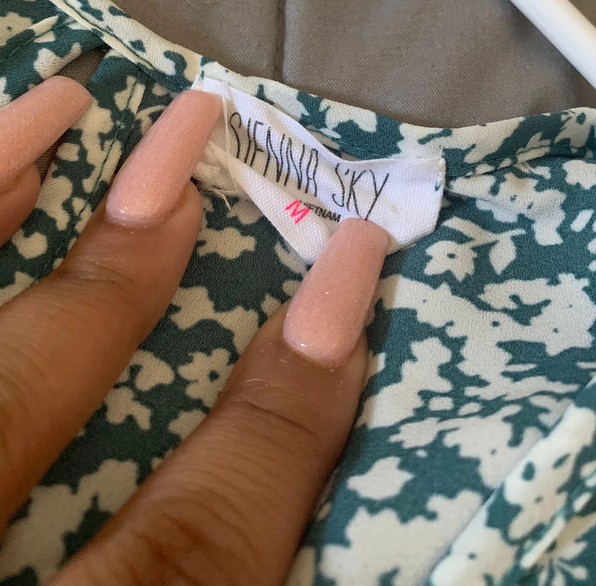 Long Green Floral Dress Size M - Image 3