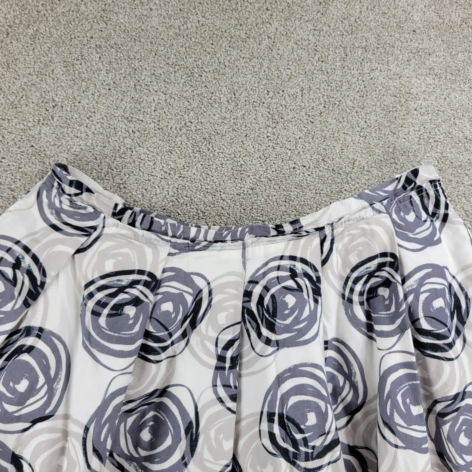 GAP Womens Skirt 16 White Blue Rosebud Abstract Swirl Pleated‎ Lined A - Image 5