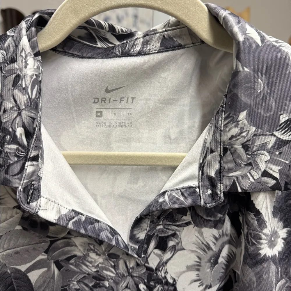 Nike Dri Fit Floral Sleeveless Collar Tank Shirt Golf Equestrian Athletic - Image 3