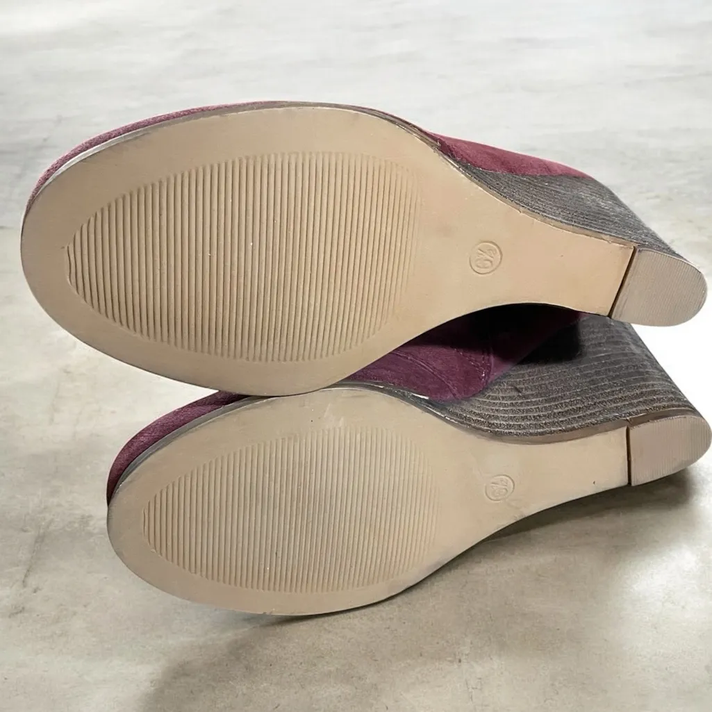 Diba Blake Suede Leather Booties Lace Up 3” Heel Burgundy Size 6.5 Red - Image 4