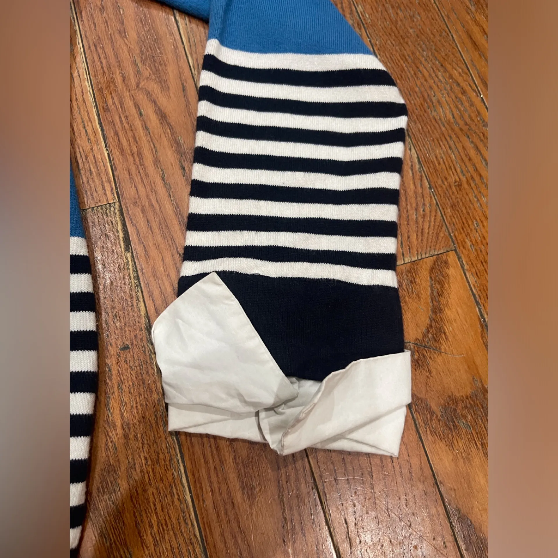 Tommy Hilfiger Blue and White Striped Crewneck Sweater - Image 6