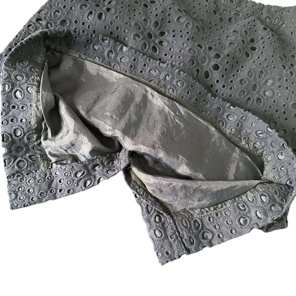 J‎ Crew Eyelet Skirt Size 6 Blue The Pencil Floral Print Short Office Siren Prep - Image 5