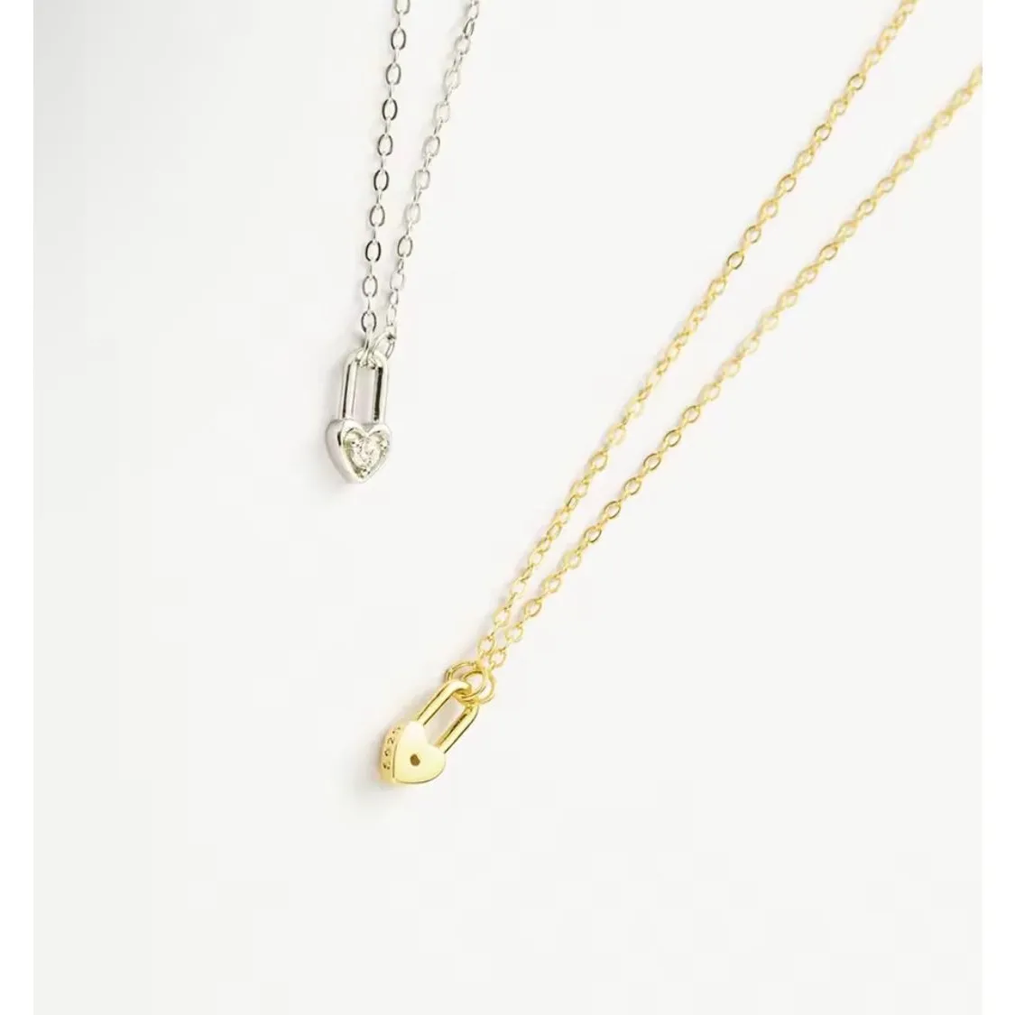 🆕 14k Gold Filled Heart Padlock Charm Necklace Delicate Cubic Zirconia - Image 5