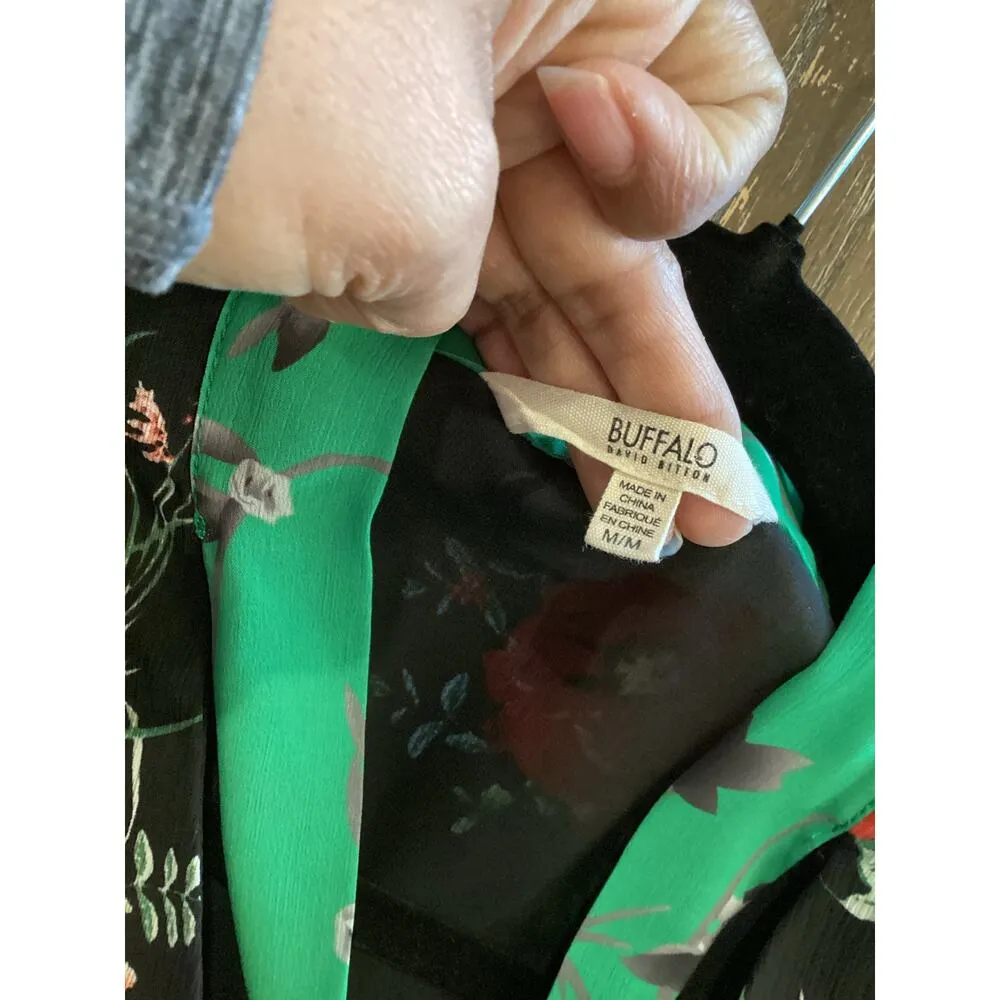 tamed Floral Dress Flutter Long Sleeve Neck Tie  Mini Dress - Image 11