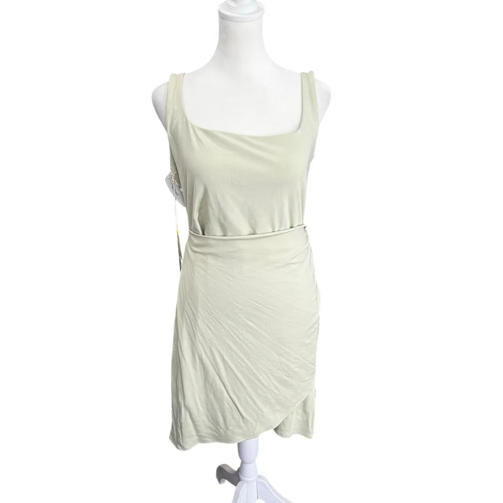 Aritzia Wilfred Saturn Mini Dress Pastel Sage Green Tie Wrap Detail NWT XL - Image 3