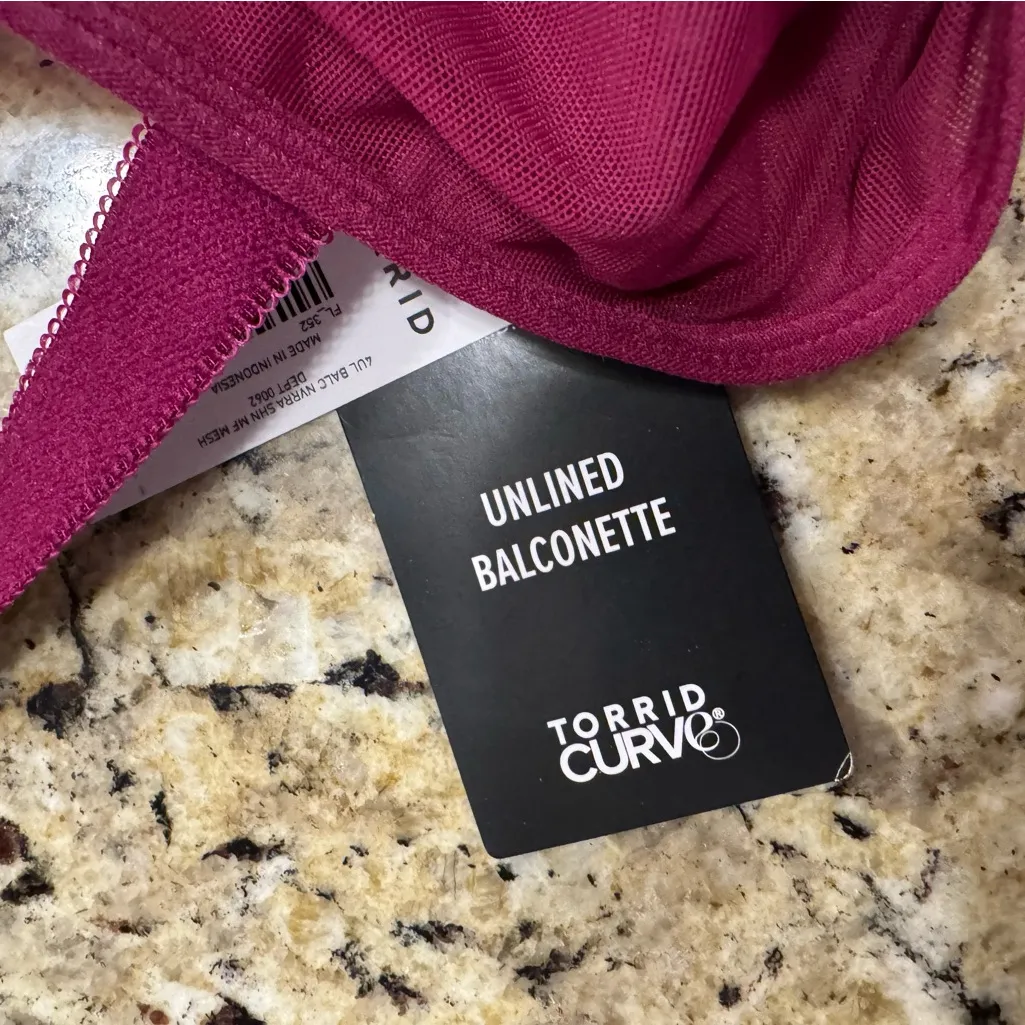 Torrid Curve NEW Unlined Balconette Bra 44DDD Burgundy Women's Bra 44F - Image 2