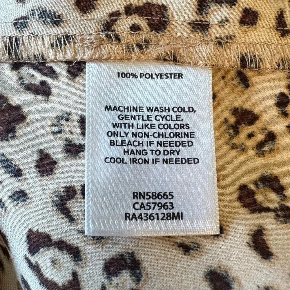 Rachel Parnell Tan Brown Leopard Print Ruffle Long Sleeve Blouse Top Extra Small - Image 11