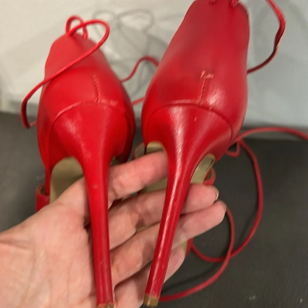 Steve Madden red lace up strap heels - Image 9