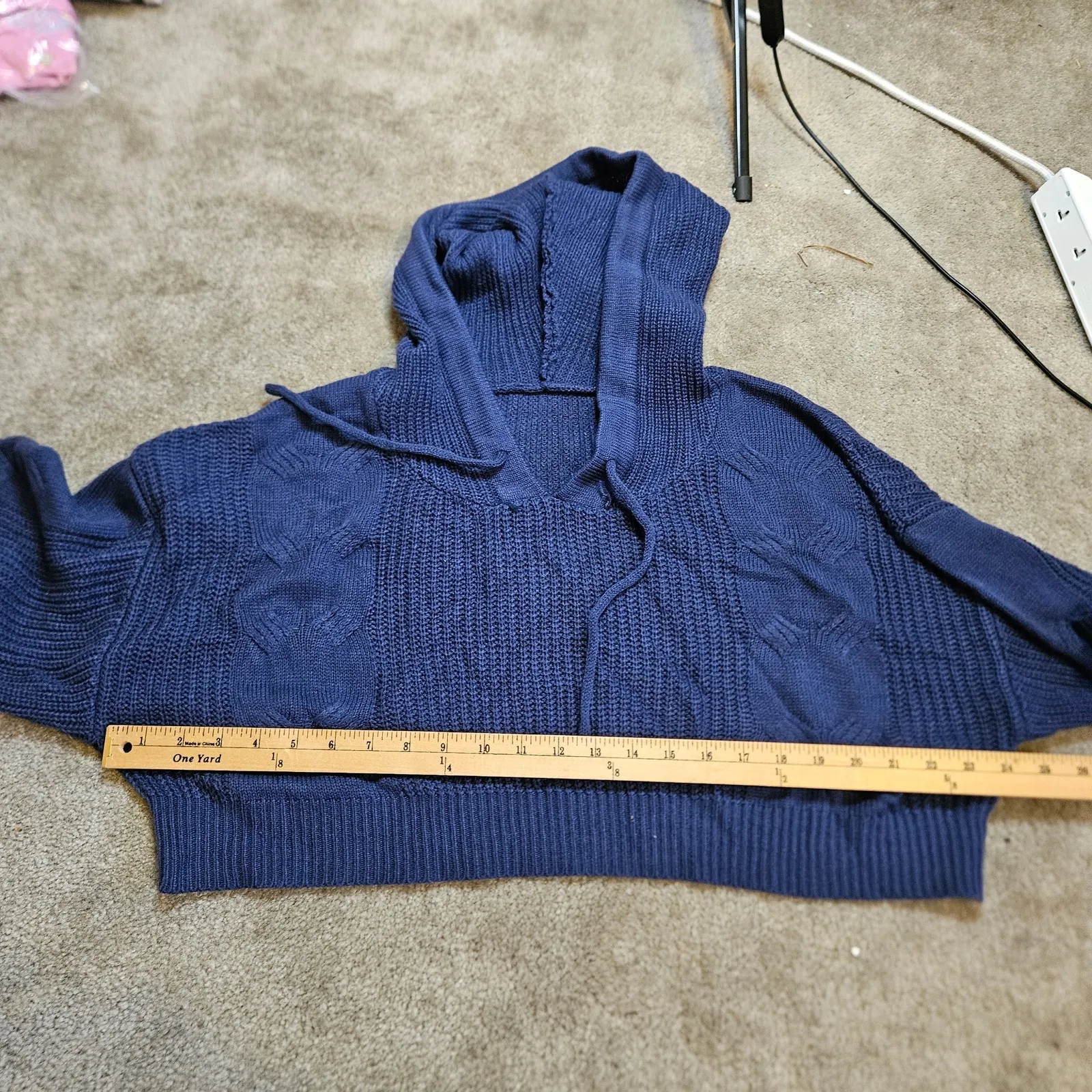 Dazy Size Extra Large XL Blue Sweater Crop Top String Hoody Hood - Image 9