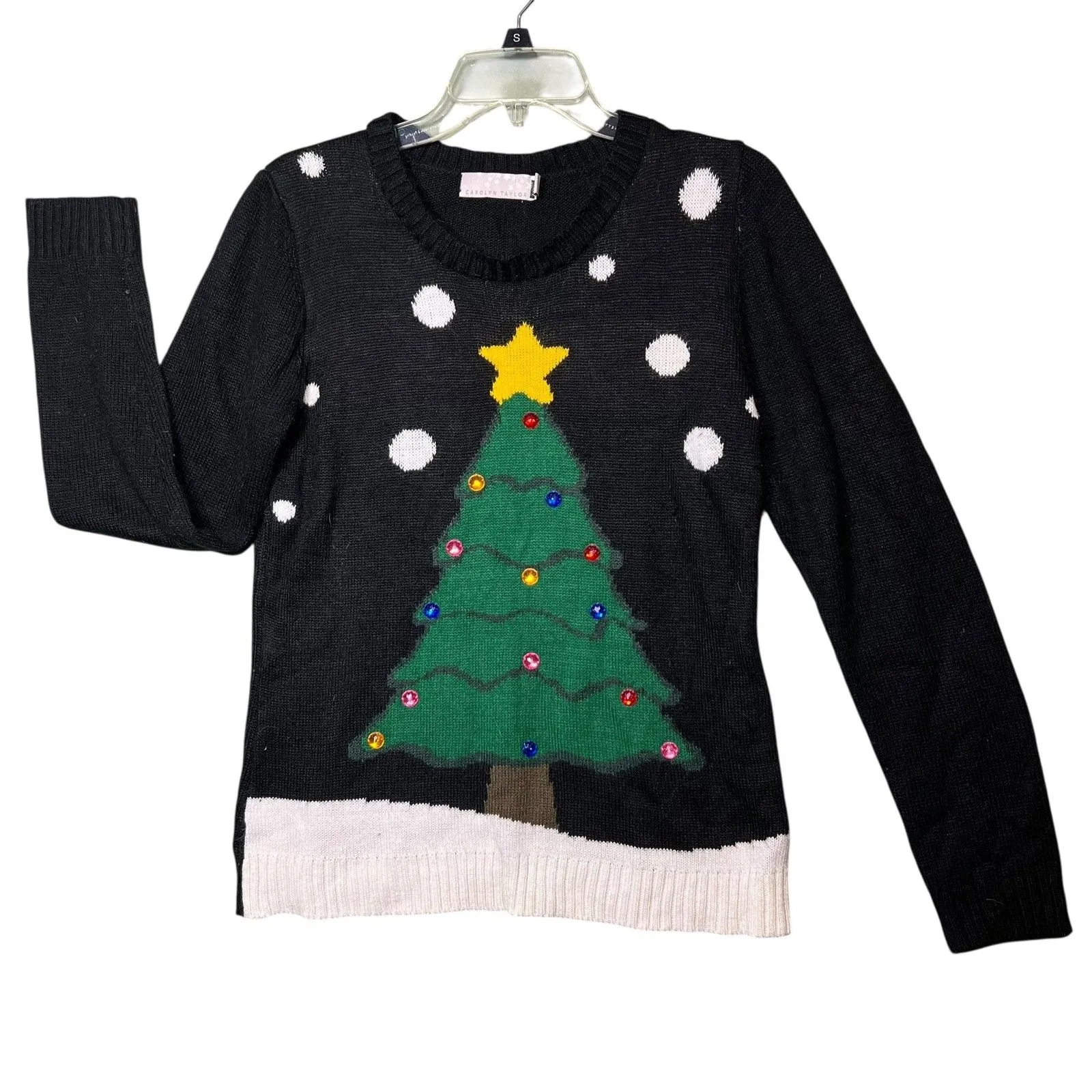 Carolyn Taylor Sweater Womens Medium Black Christmas Tree Ugly Holiday Crewneck - Image 2