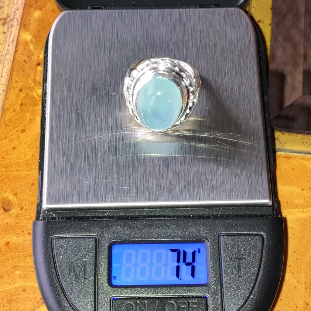 Natural Aquamarine Cocktail Ring Size 6 Silver - Image 9